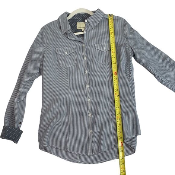 Denver Hayes Blue Grey Striped Button Down Shirt - Picture 8 of 10